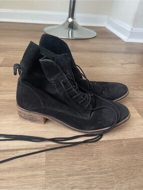 Black Suede Lace-Up Women’s Ankle Boots